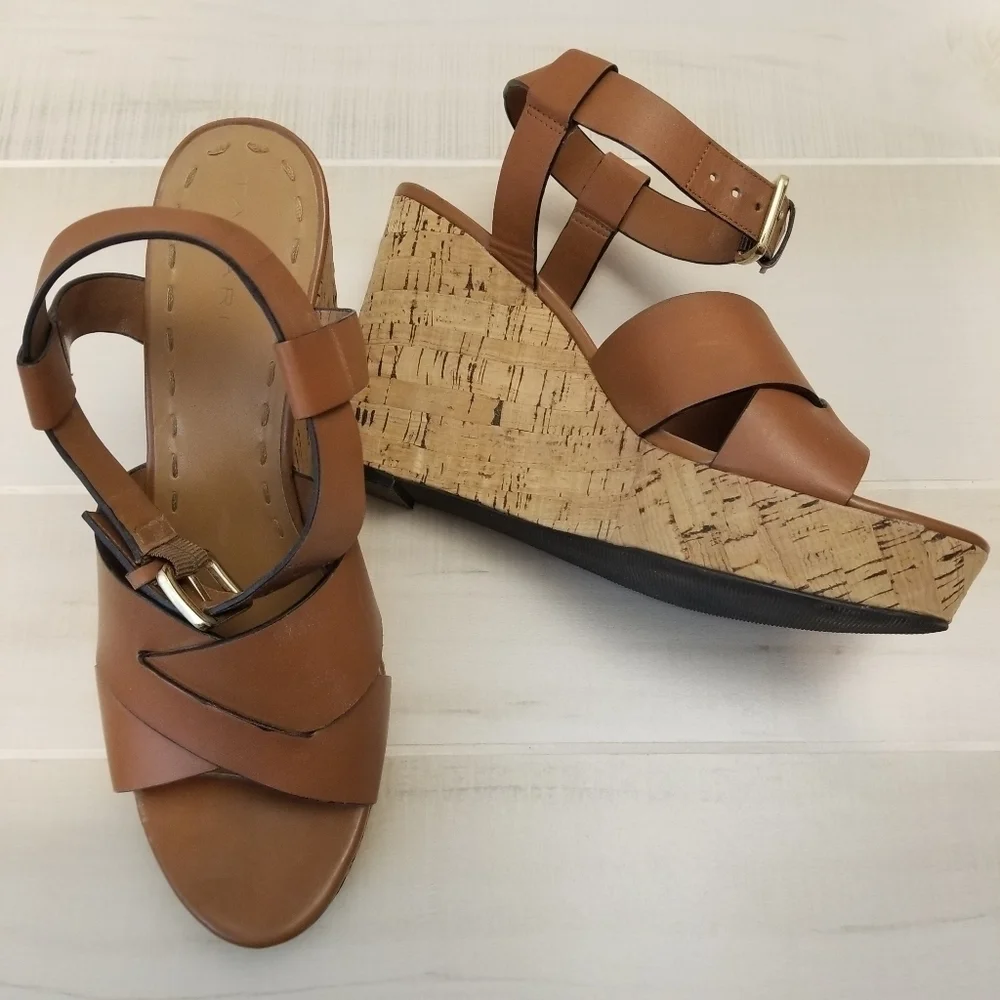 {9.5M} Tahari Stevie Cork Wedge Sandals